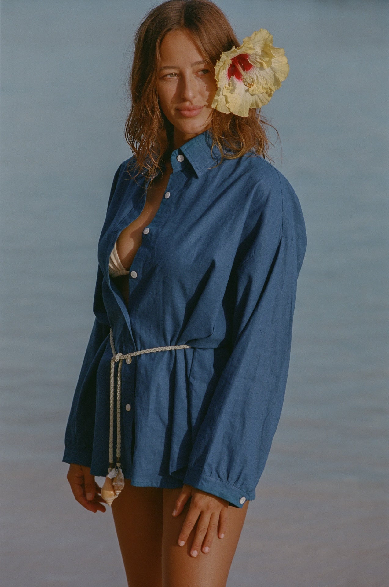 Puka Linen Shirt - Ocean