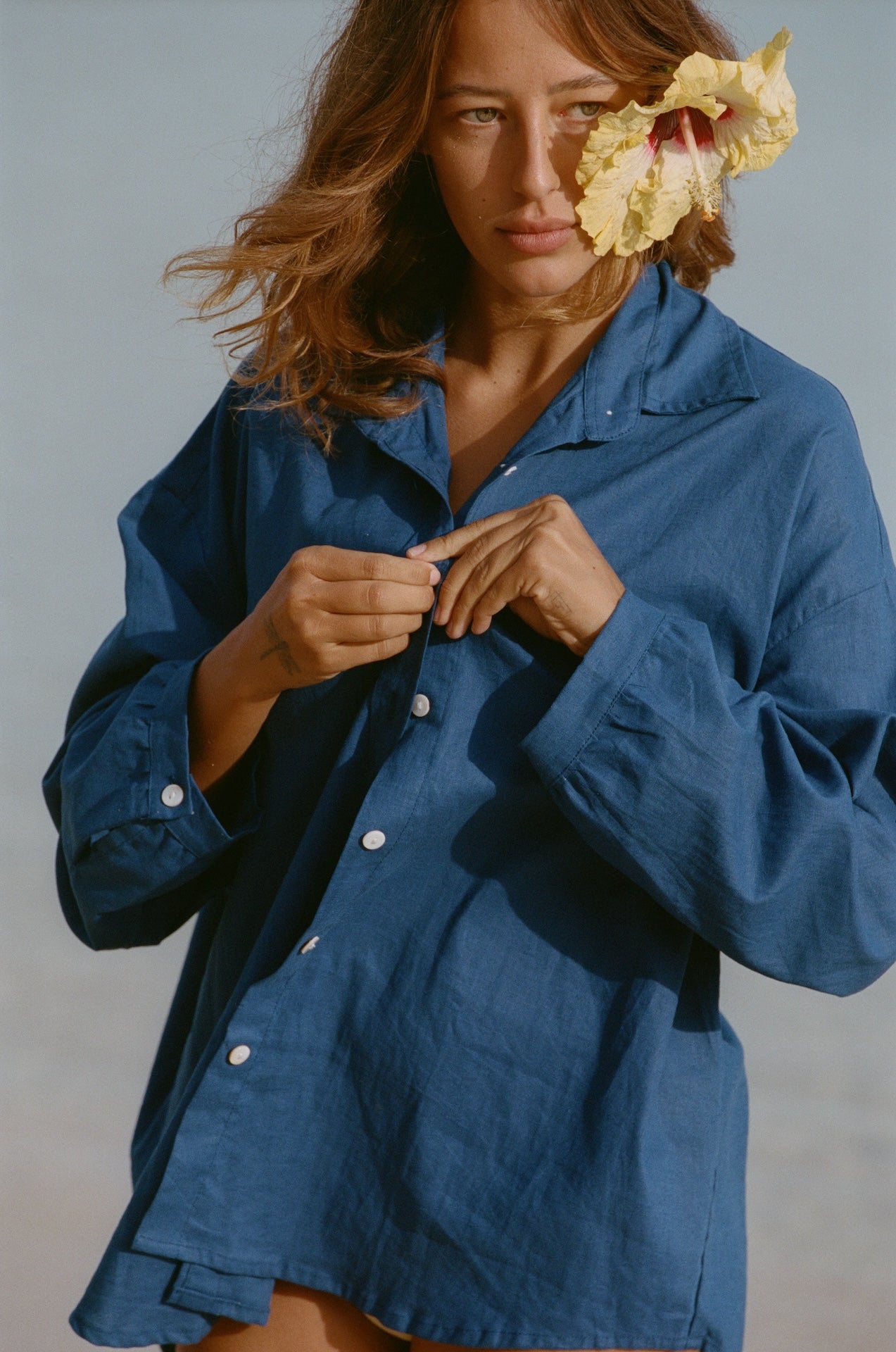 Puka Linen Shirt - Ocean