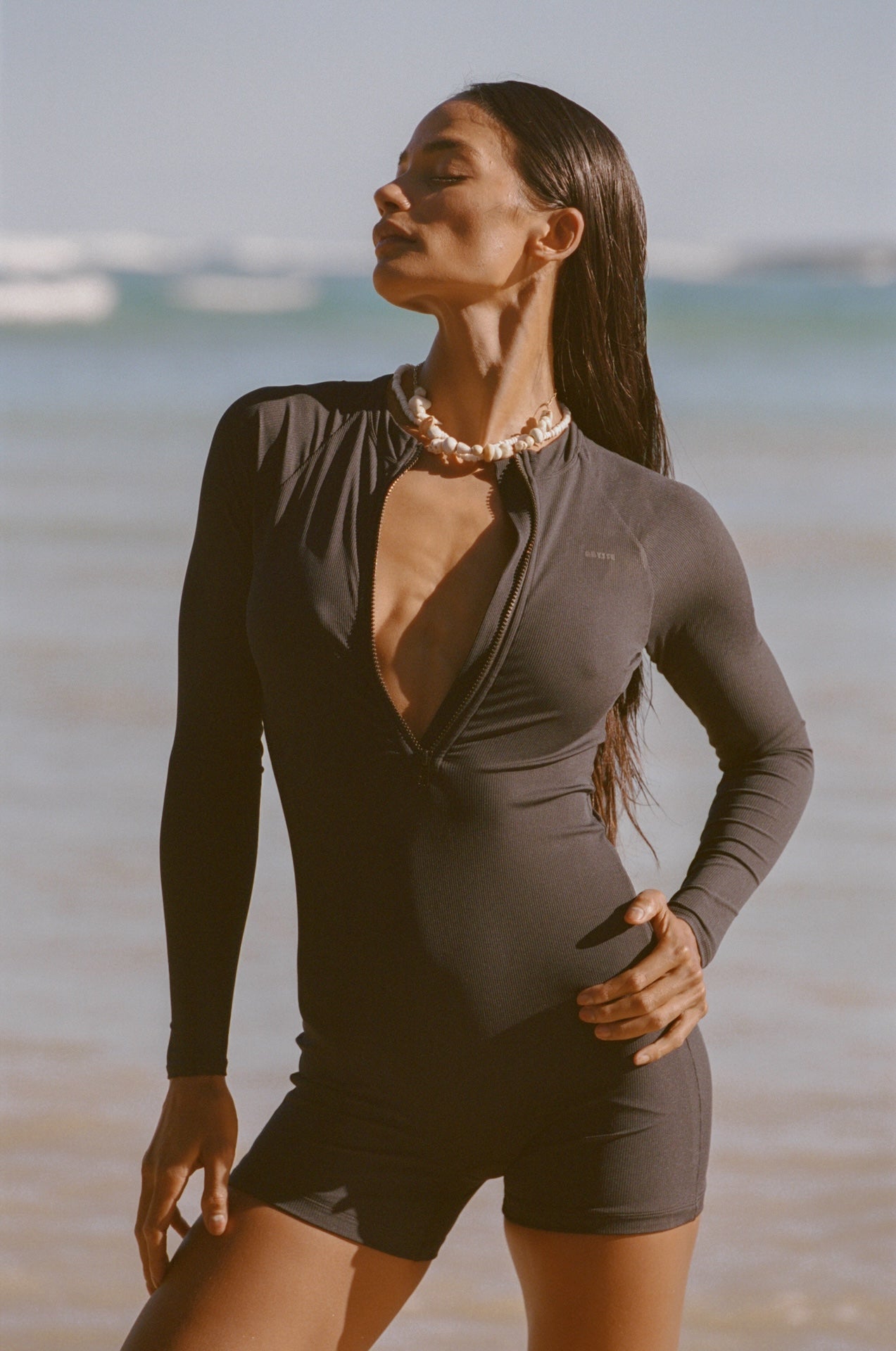 Dover Long sleeves Swimsuit - Jet Rib