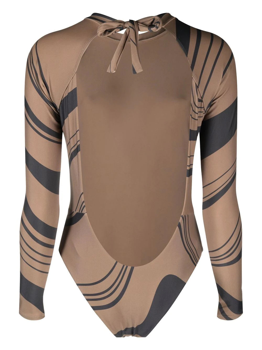 Billie | Long Sleeve One-Piece - Volcano- flat lay back Made From Recycled Material
