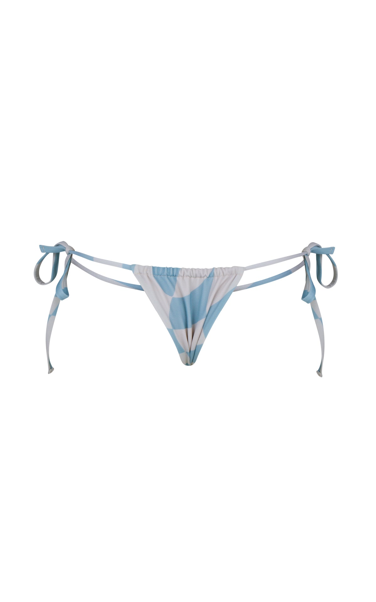 Misty Cheeky Bikini Bottom Adjustable String Ties - Shimmer- Blue checkers| ABYSSE