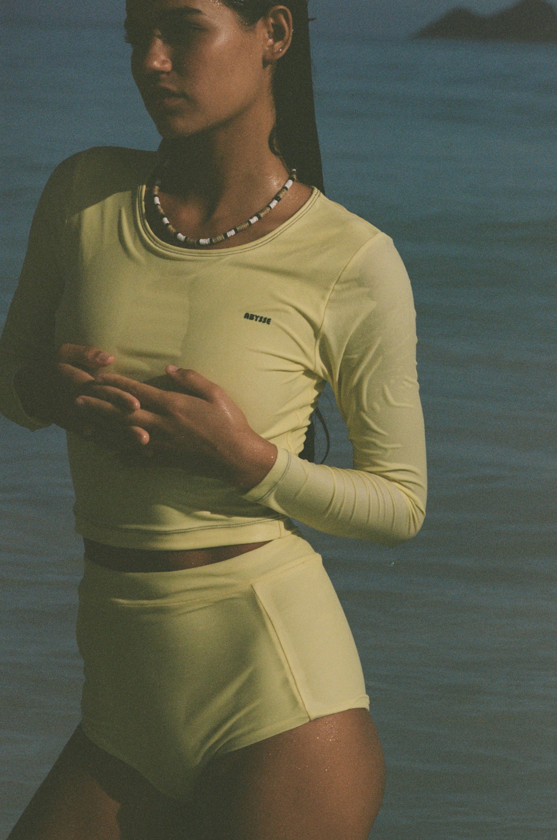 Poppler Crop Rash Guard Top - Vanilla | Sustainable