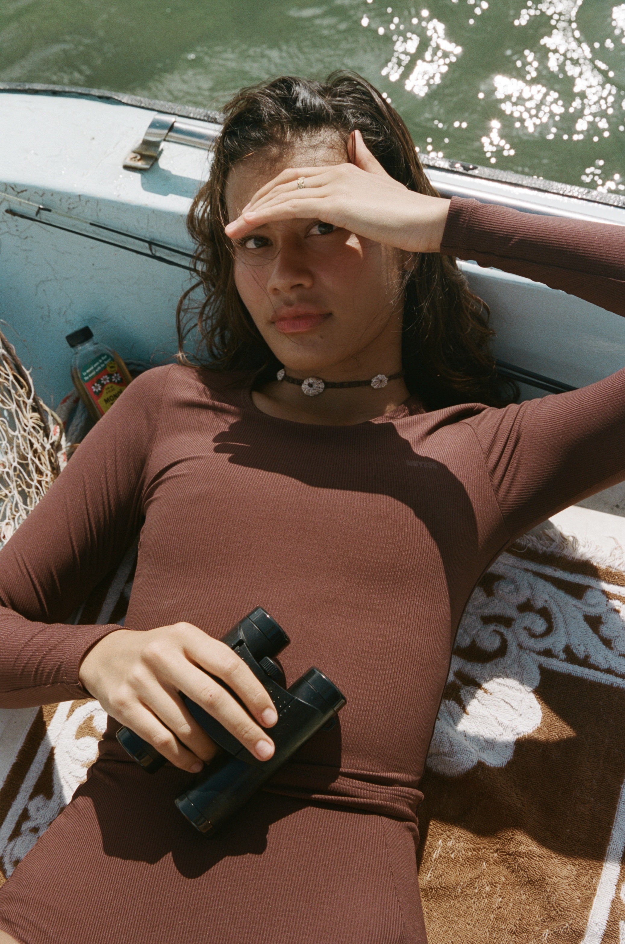 Poppler Crop Rash Guard Top - Coco Rib | Sustainable Swimwear