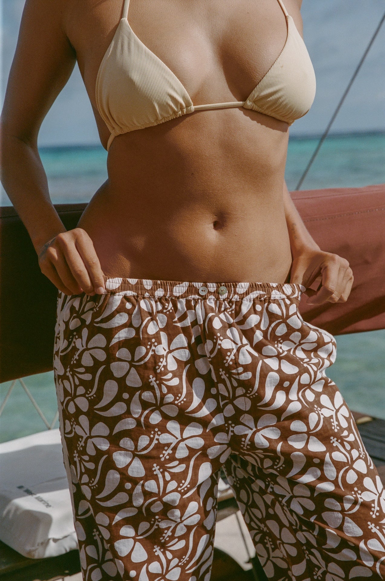 Woman in a floral pattern pant