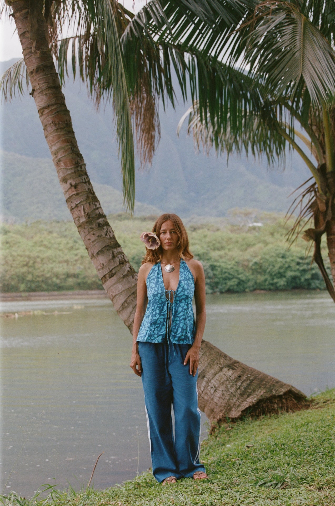 Puka Linen Pant - Ocean