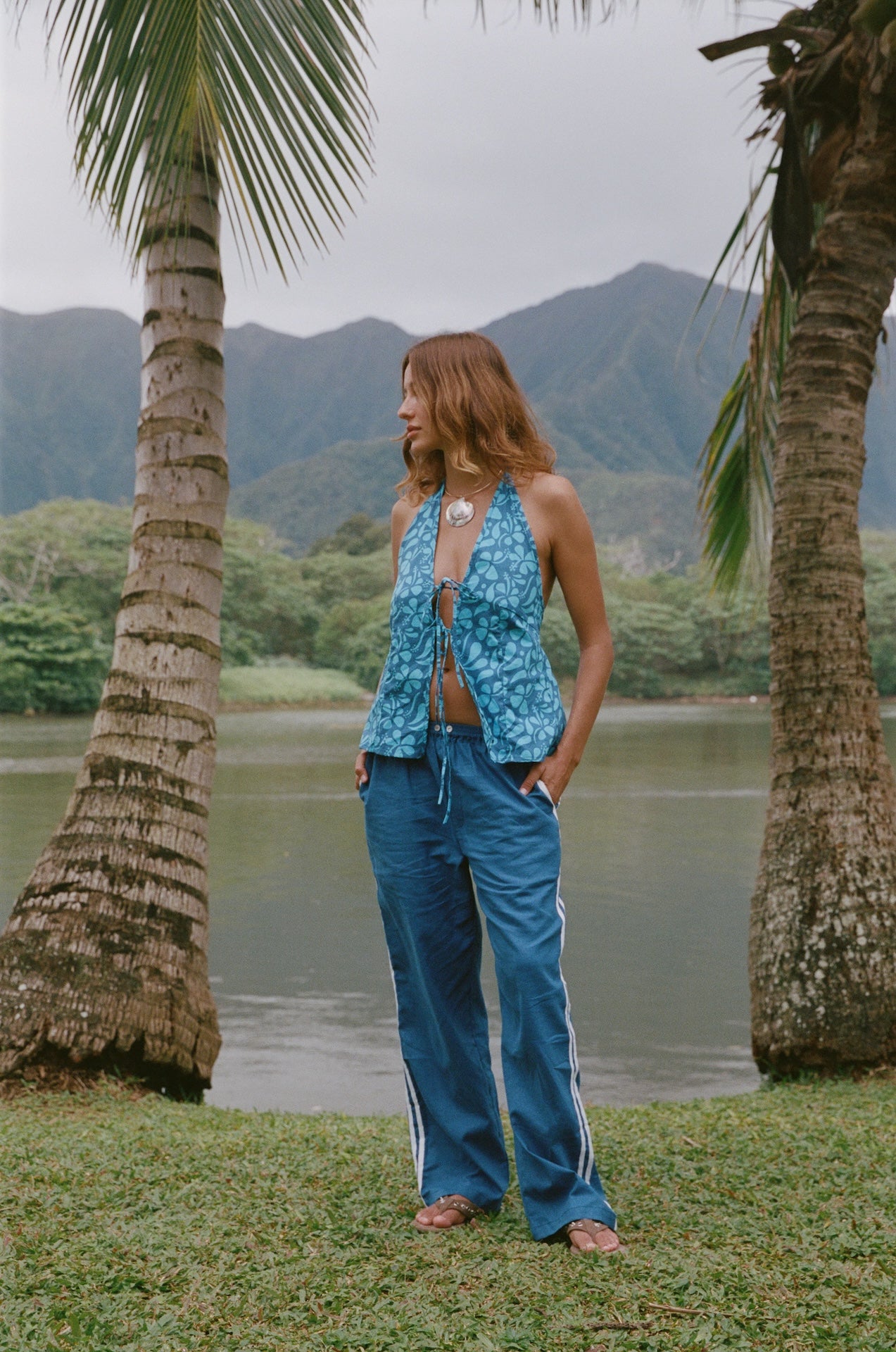 Puka Linen Pant - Ocean