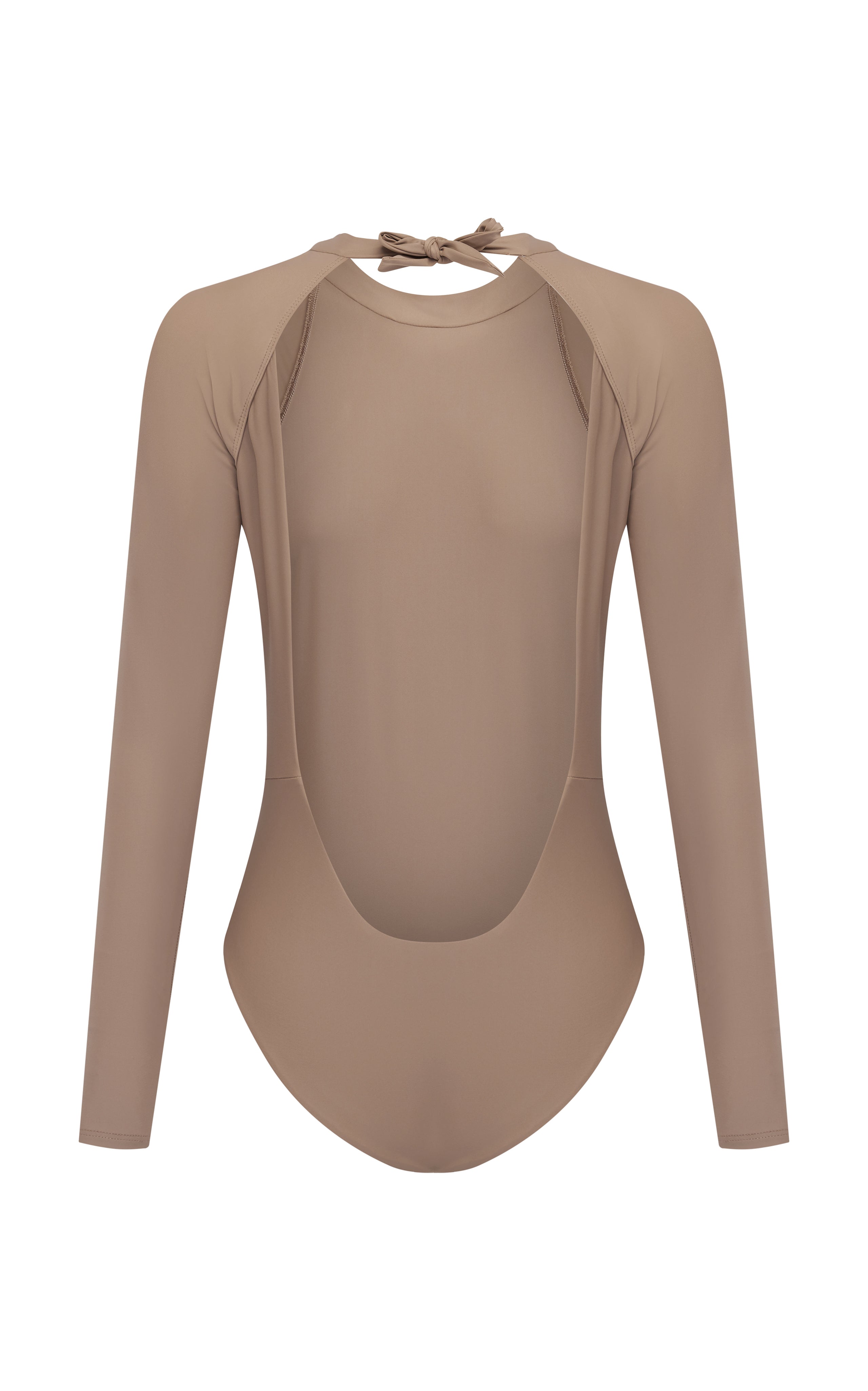 Billie | Long Sleeve One-Piece - Cocoa Made From Recycled Material back | Abysse 